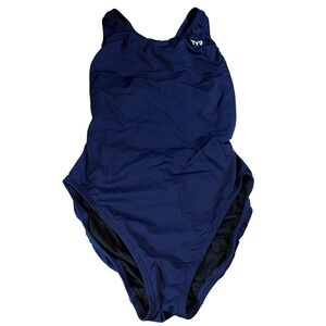 TYR Durafast One Maxfit Swimsuit Navy Blue One Piece Training Swim Size 34 M